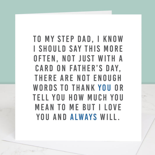 Always step dad Father's Day card All images and designs © Slice of Pie Designs
