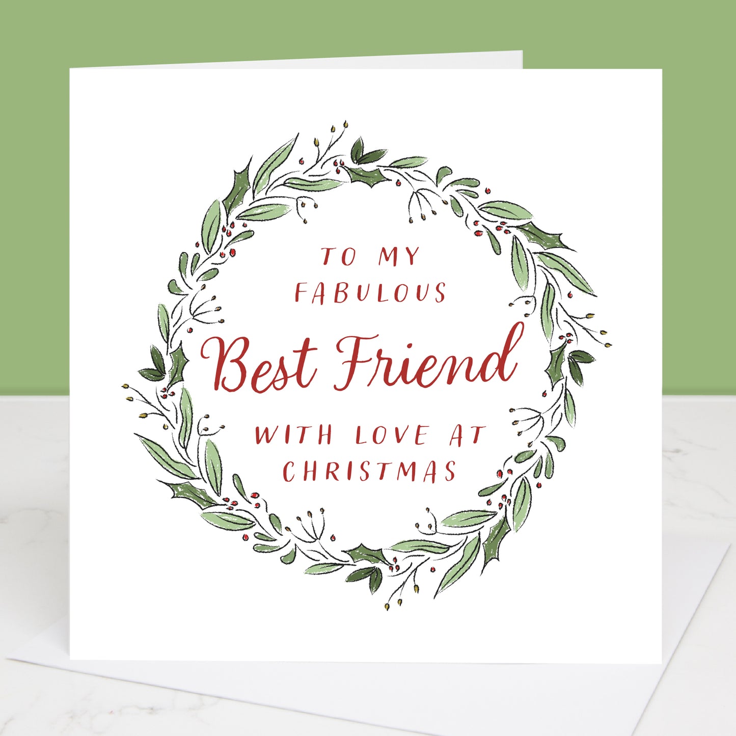 Best Friend Wreath Christmas Card