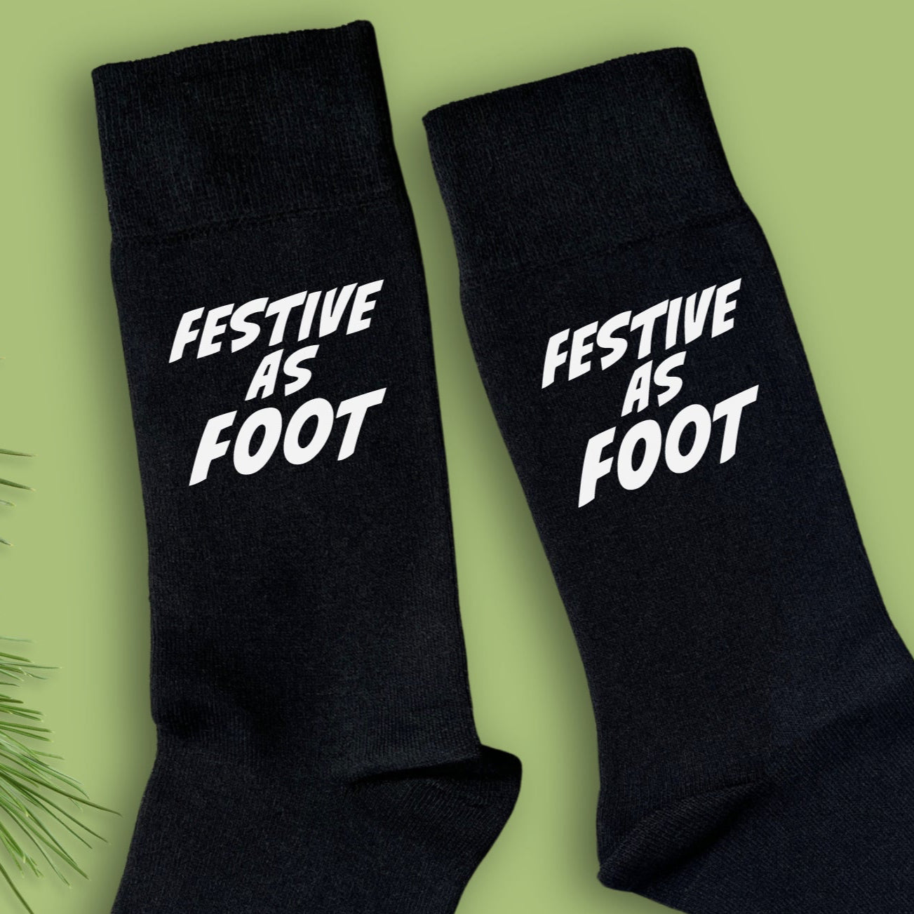 Zoomed in image of festive as foot Christmas socks