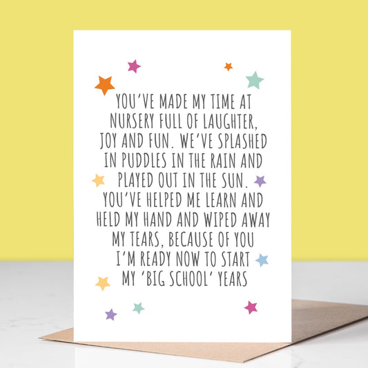 Leaving Nursery Thank You Card