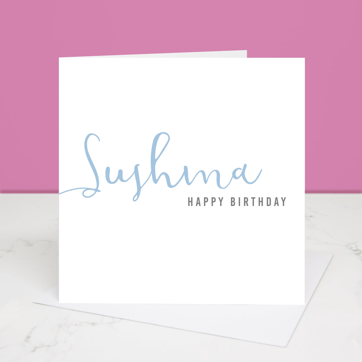 Happy Birthday card with their name in a calligraphy font All images and designs © Slice of Pie Designs