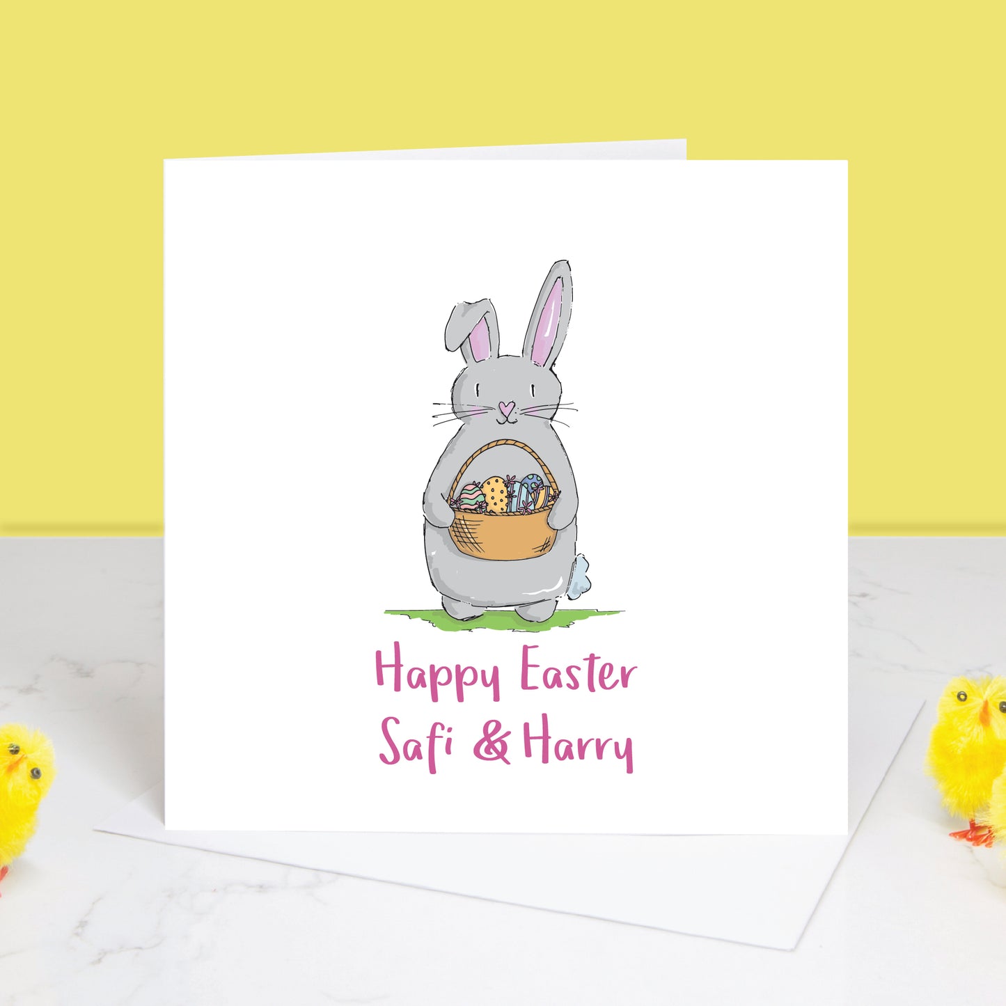 Personalised Easter bunny card. All images and designs © Slice of Pie Designs