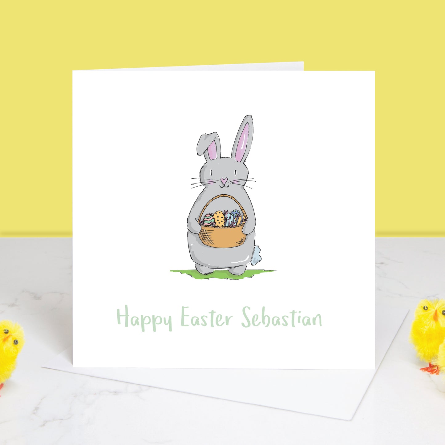 Personalised Easter bunny card. All images and designs © Slice of Pie Designs