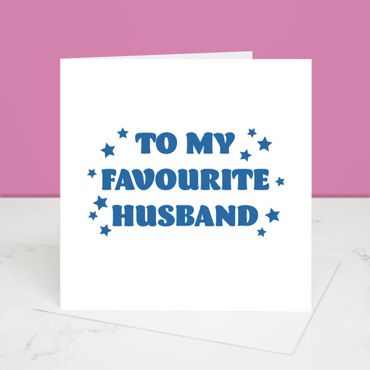 To My Favourite Husband Valentine's Day Card in blue.  All images and designs © Slice of Pie Designs