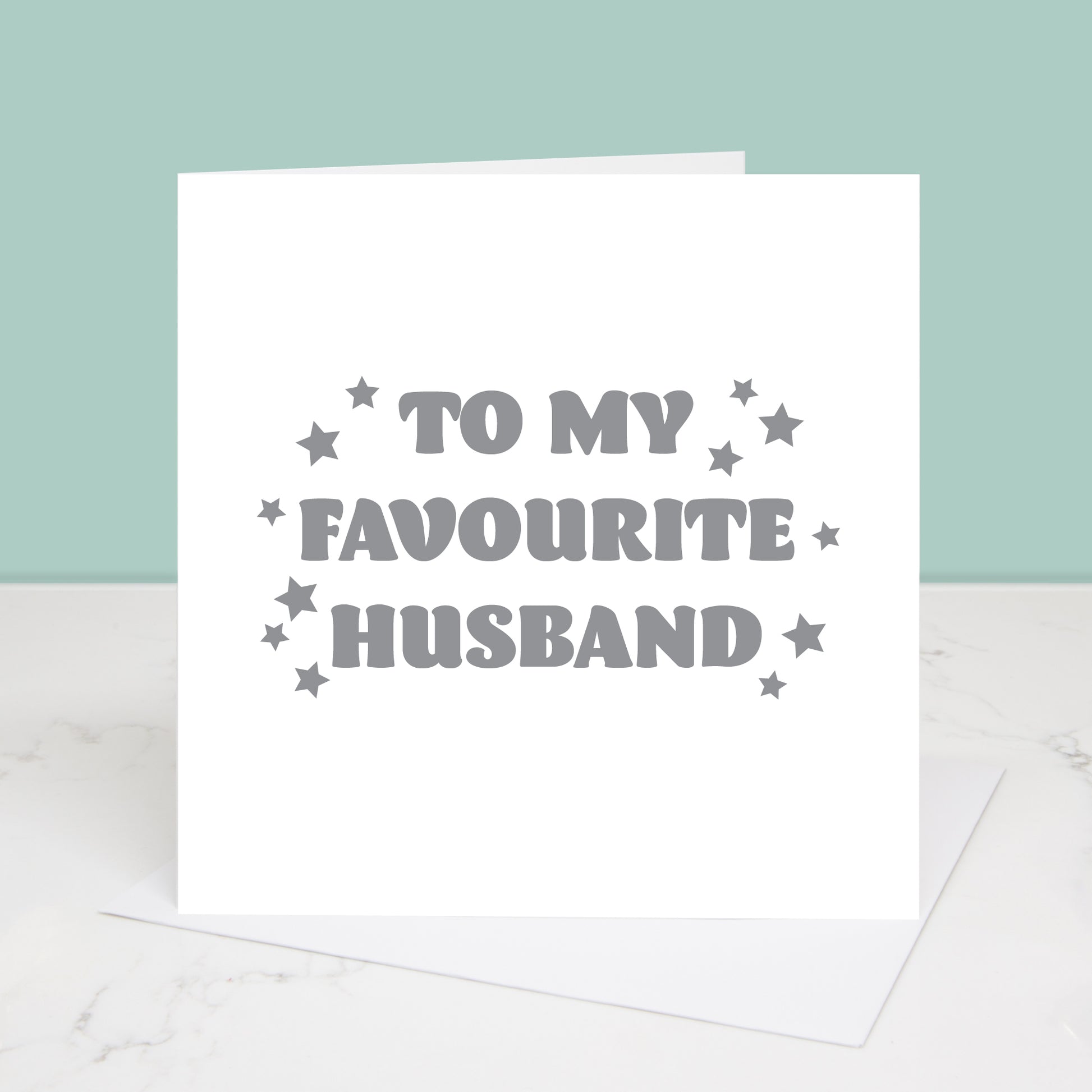 To My Favourite Husband Valentine's Day Card in grey.  All images and designs © Slice of Pie Designs