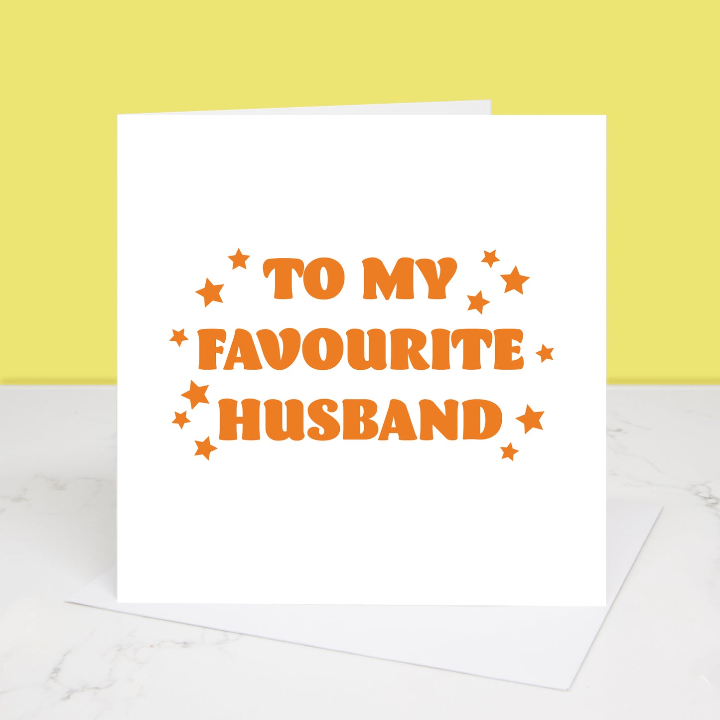 To My Favourite Husband Valentine's Day Card in orange. All images and designs © Slice of Pie Designs