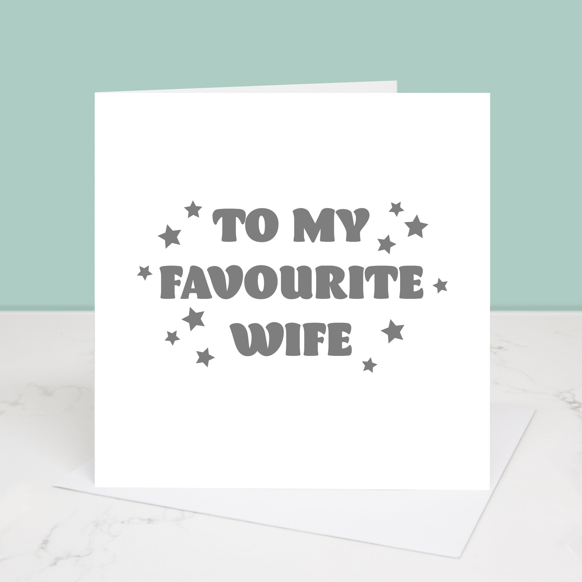 My Favourite Wife Valentine's Day Card in grey. All images and designs © Slice of Pie Designs