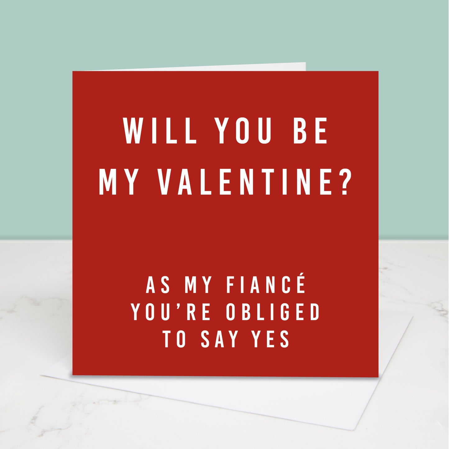 Red and white Valentine's Day card for your fiancé. All images and designs © Slice of Pie Designs