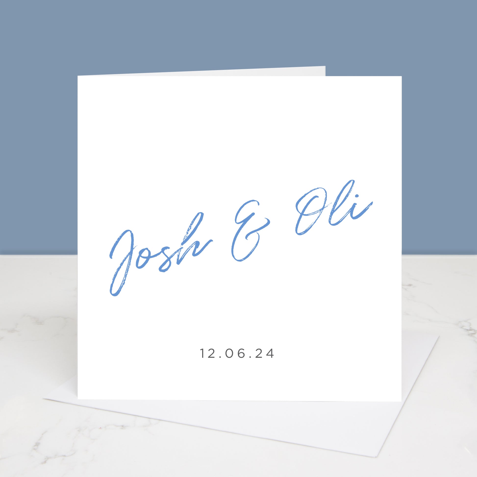 Personalised card for happy couple featuring special date if required. All images & designs © Slice of Pie Designs