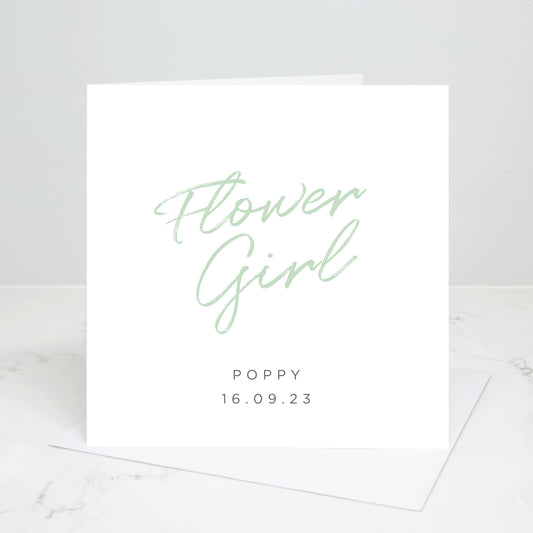 Flower Girl Personalised Script Wedding Card