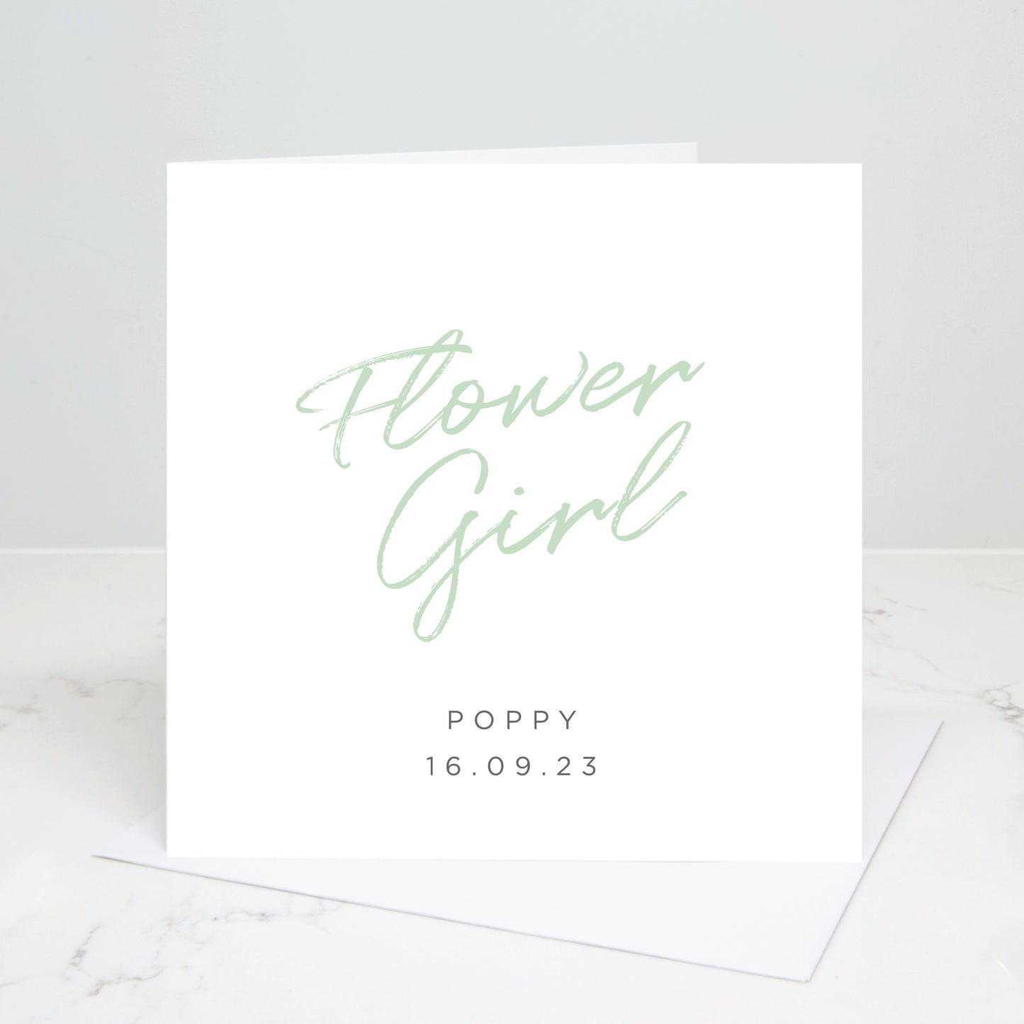 Flower Girl Personalised Script Wedding Card