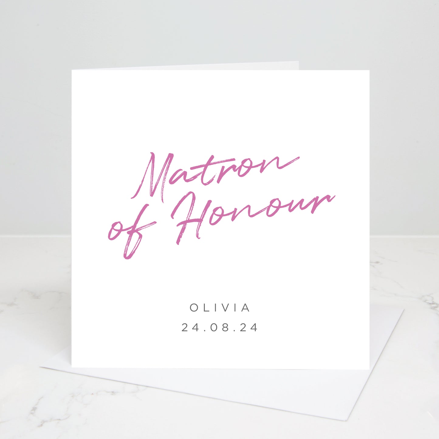 Maid or Matron of Honour Personalised Script Wedding Card