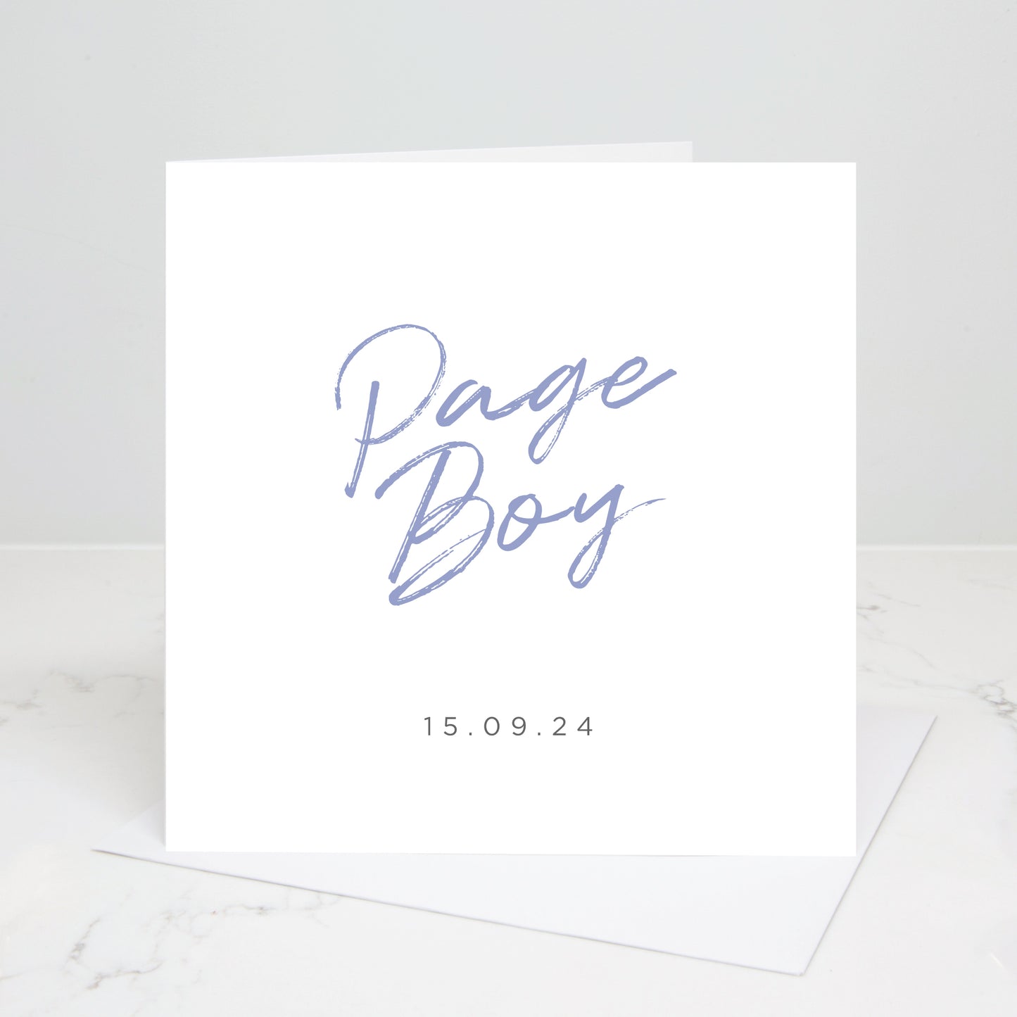 Page Boy Personalised Script Wedding Card