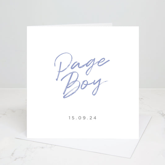 Page Boy Personalised Script Wedding Card