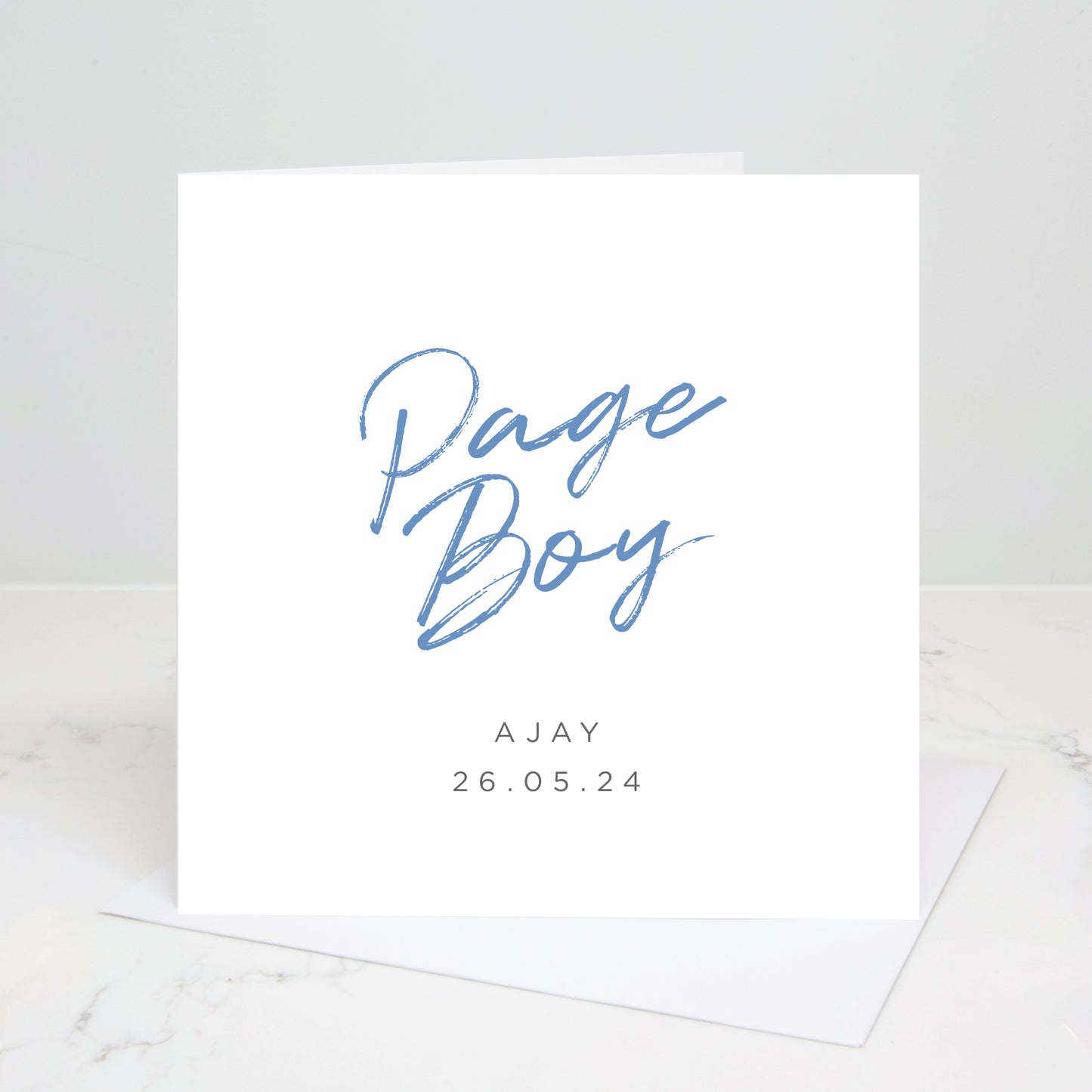 Page Boy Personalised Script Wedding Card