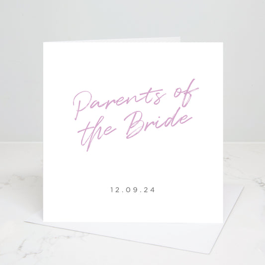 Parents of the Bride Personalised Script Wedding Card