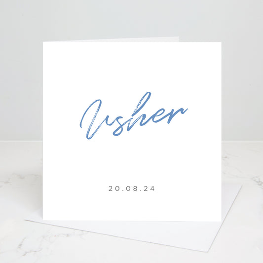 Usher Personalised Script Wedding Card