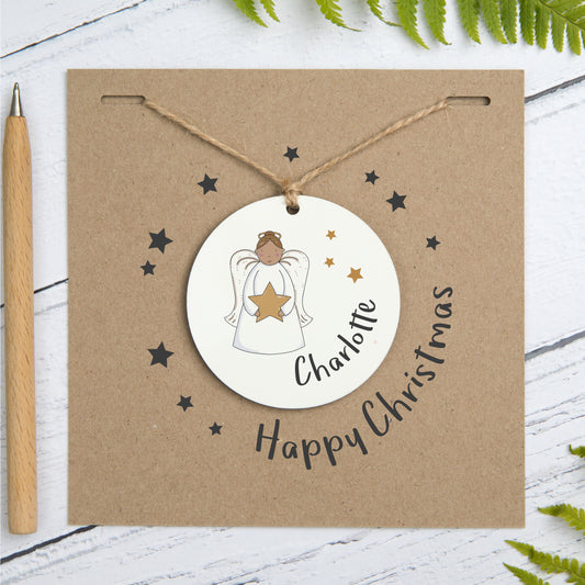 Personalised Angel Tree Decoration Christmas Card