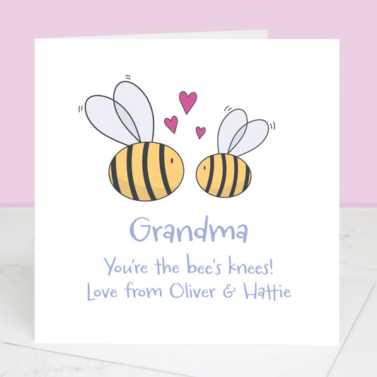 Mother's Day card for Grandmothers with illustrated bees. 