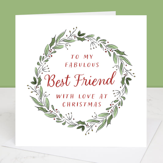 Best Friend Wreath Christmas Card