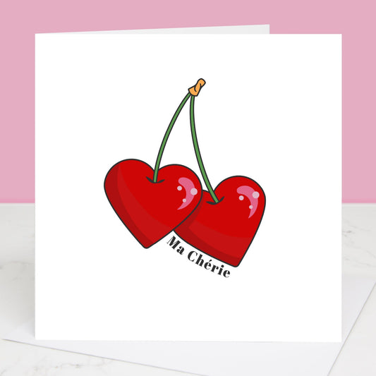 Ma Cherie Heart Cherries Valentine's Day Card