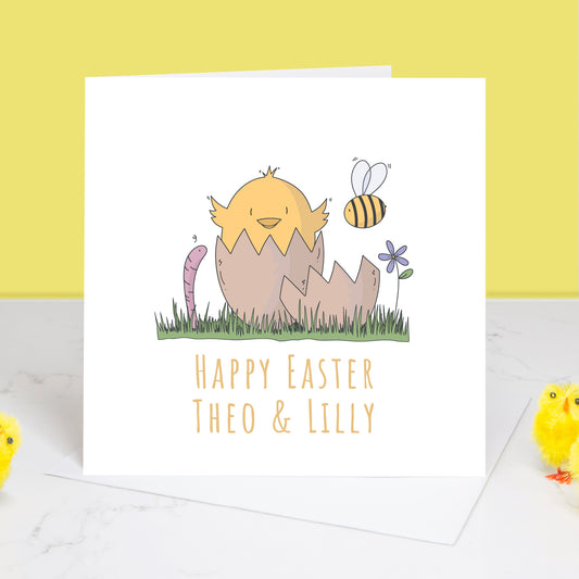 Easter Chick Personalised Happy Easter Card