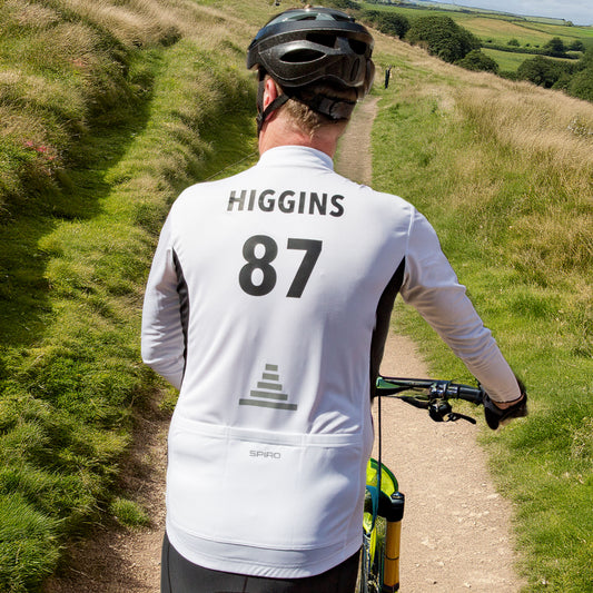 Personalised Long Sleeve White Cycling Jersey