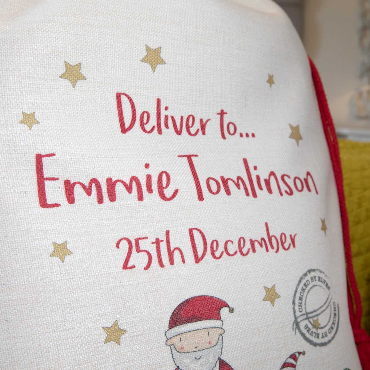 Personalised Santa And Elves Christmas Present Sack