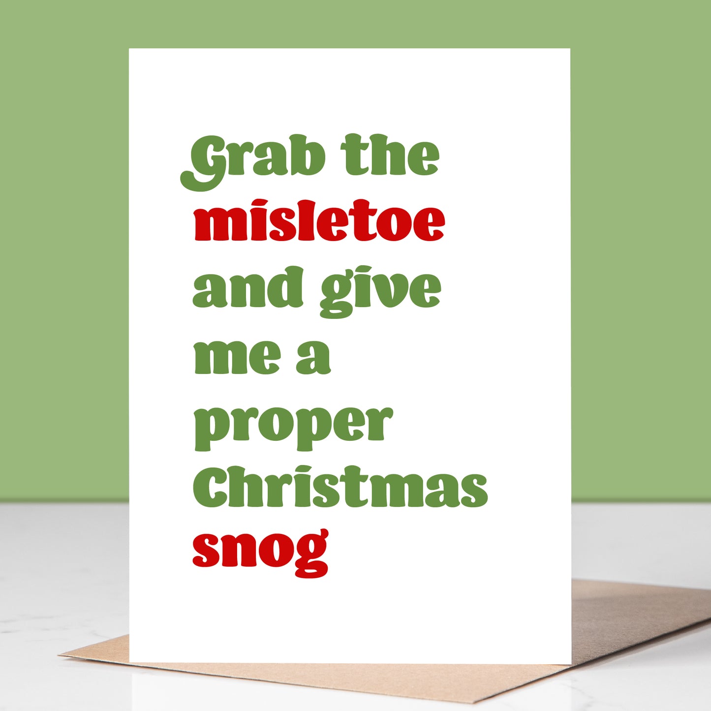 Mistletoe Snog Christmas Card