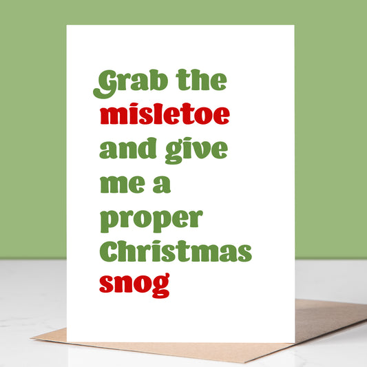 Mistletoe Snog Christmas Card