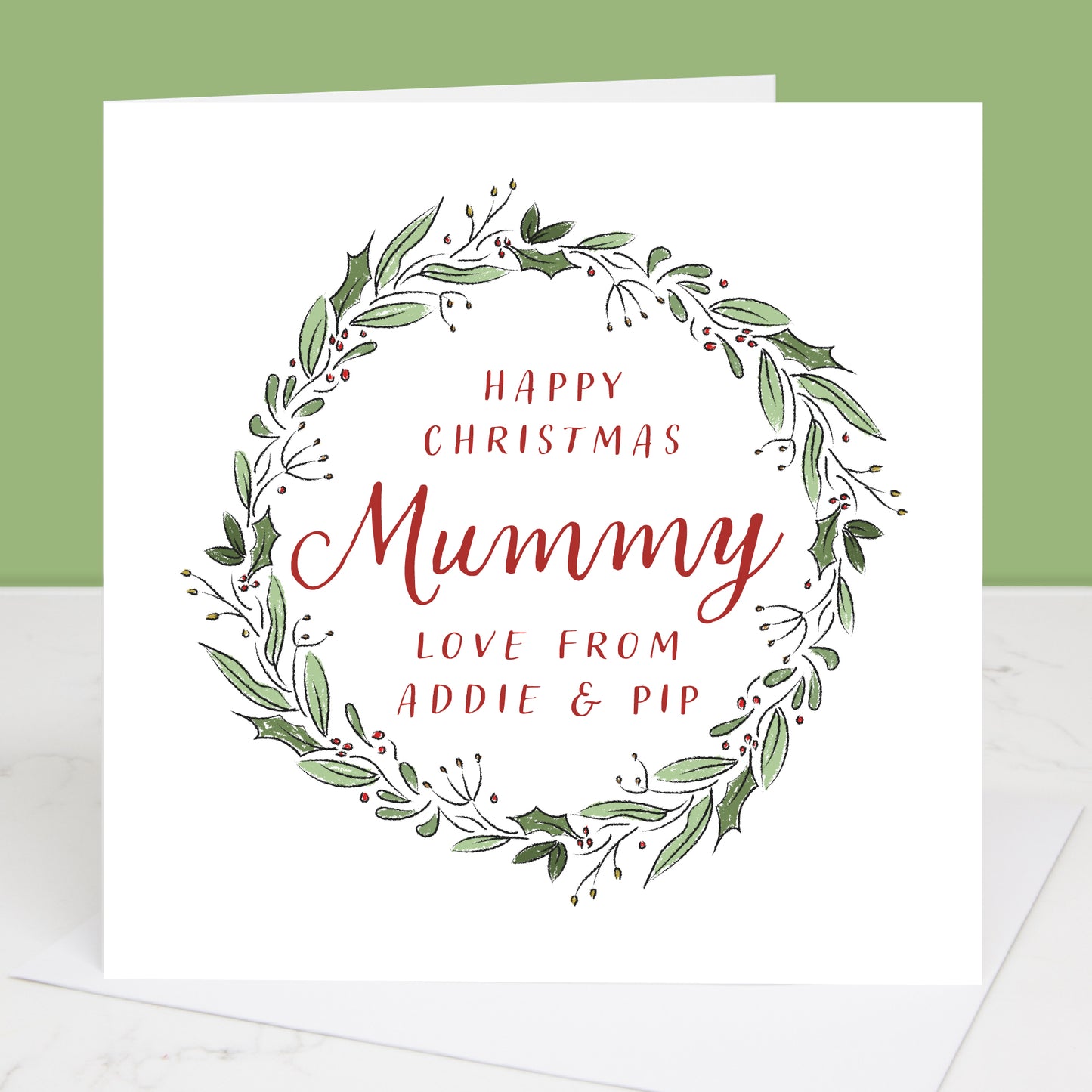 Mummy wreath Christmas card