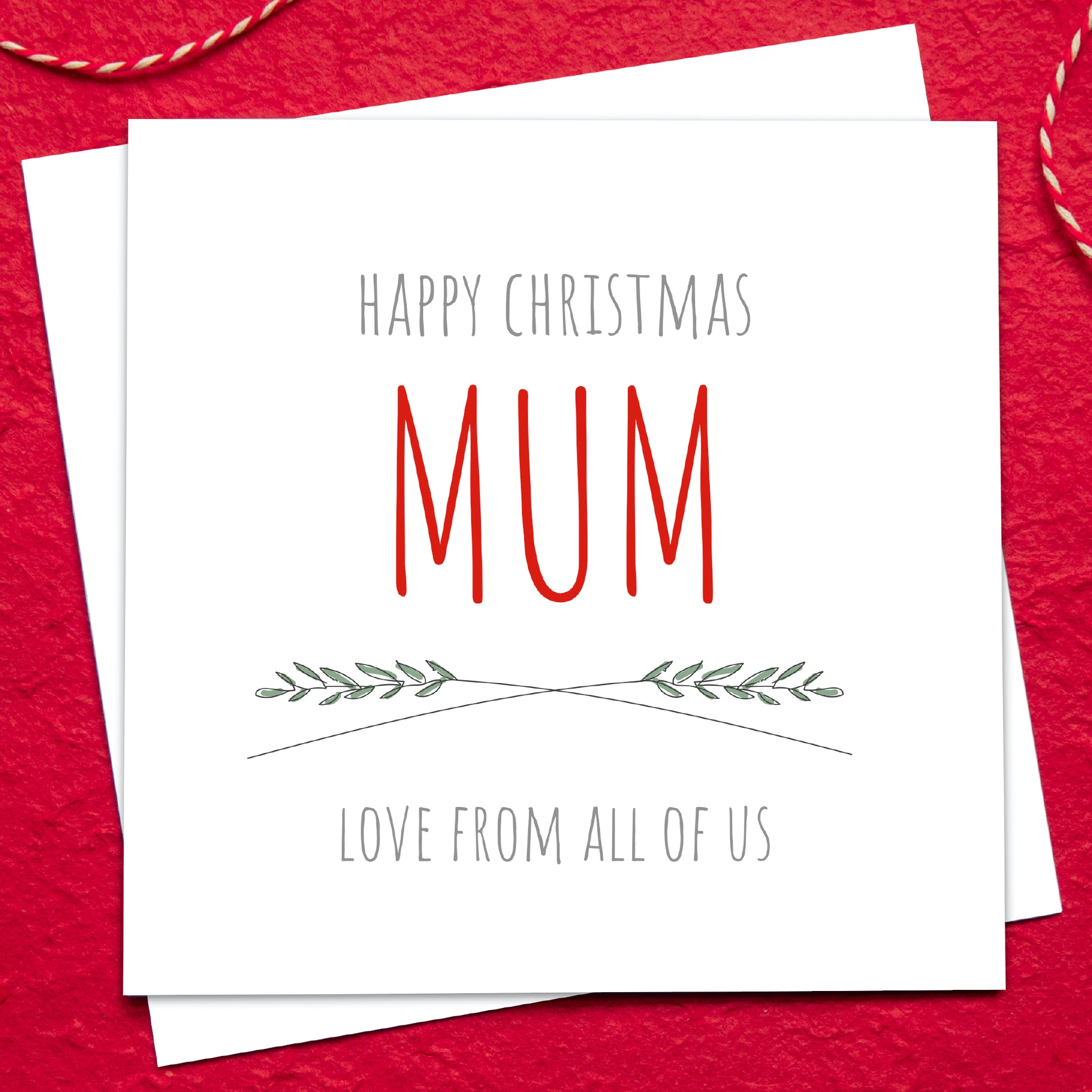 Christmas card for mum on a red background