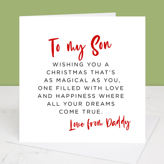 To My Son Personalised Christmas Card