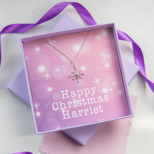 Personalised Christmas Snowflake Silver Necklace