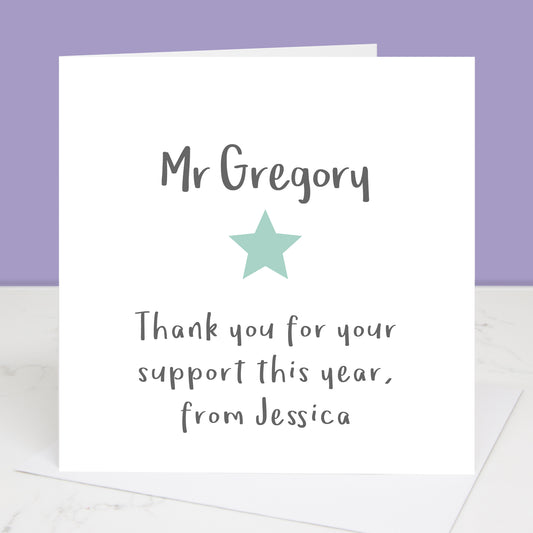 End Of Term Personalised Star Teacher Card