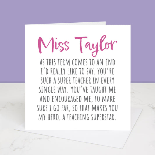 Super Teacher Thank You Card