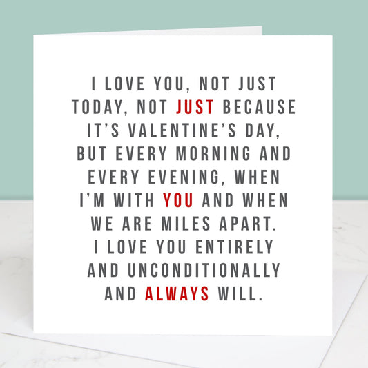 Always greetings card with romantic Valentine's Day message. All images & designs © Slice of Pie Designs