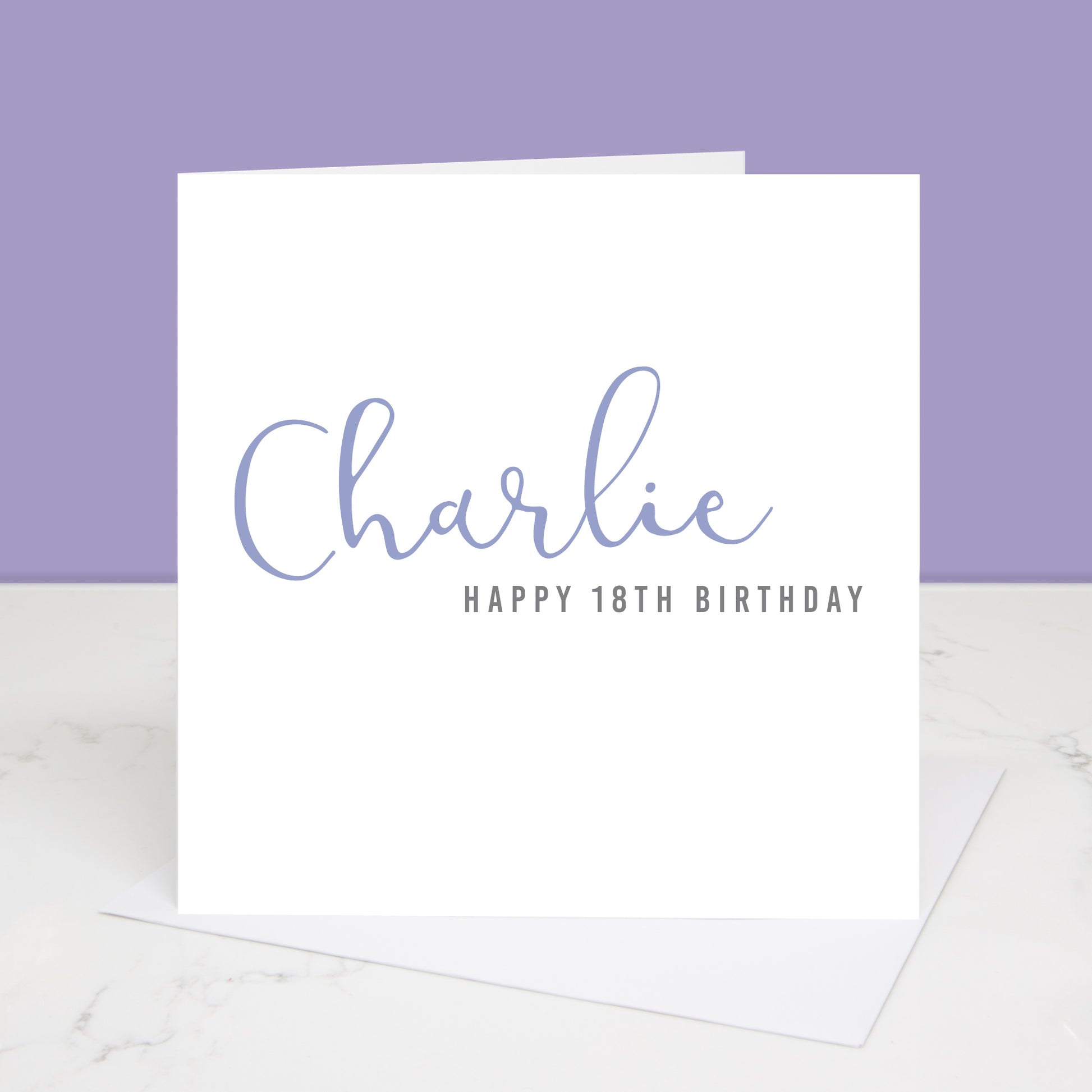 Happy Birthday card with their name in a calligraphy font All images and designs © Slice of Pie Designs 