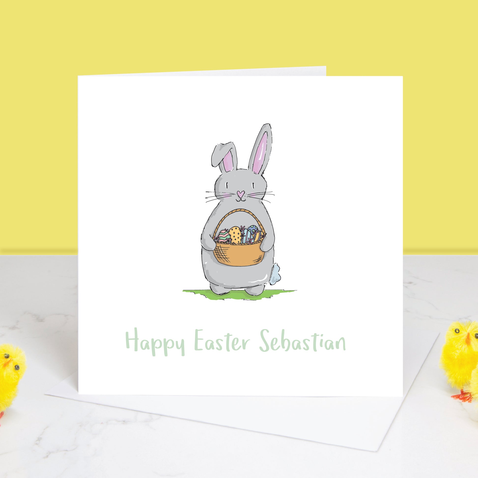 Personalised Easter bunny card. All images and designs © Slice of Pie Designs