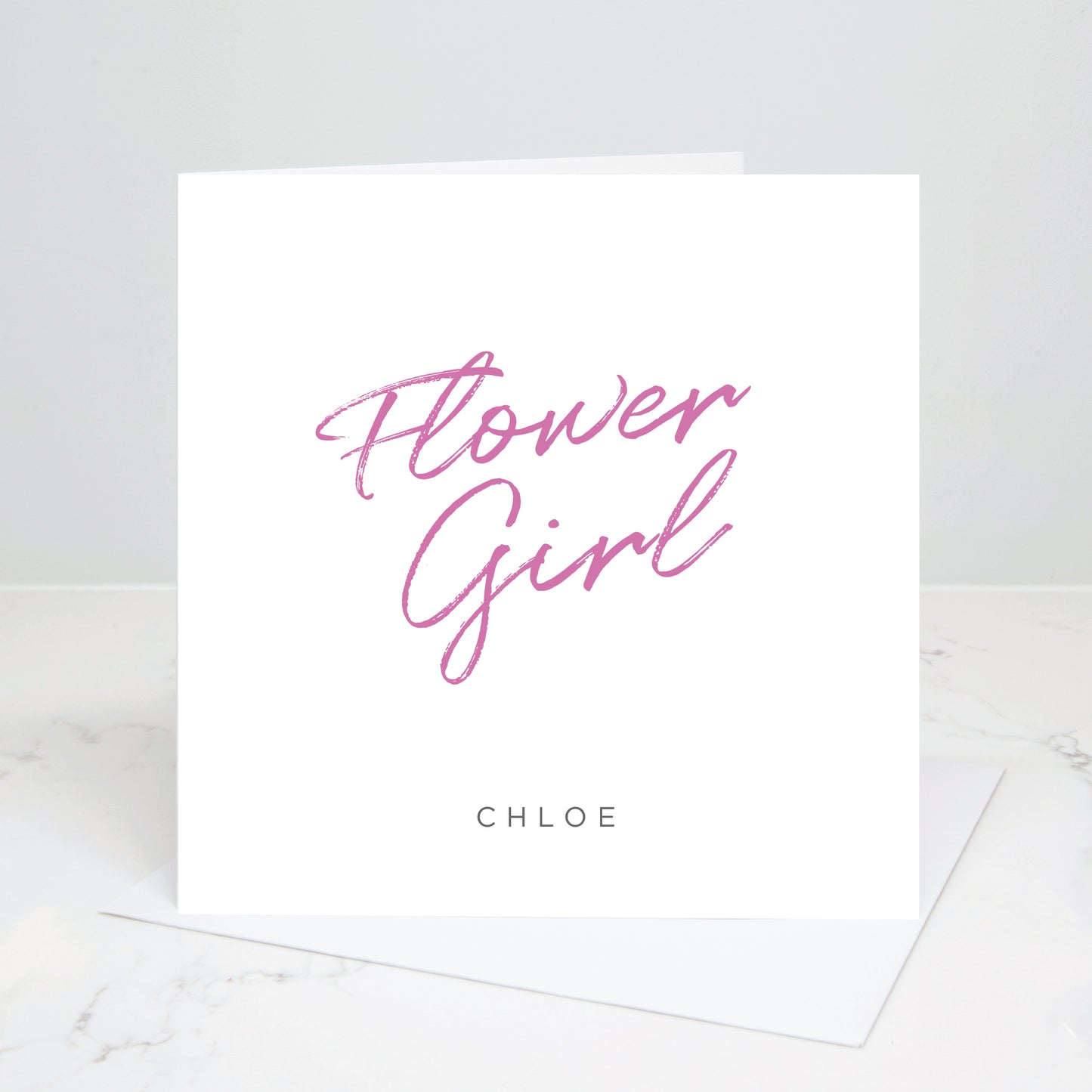 Flower Girl Personalised Script Wedding Card