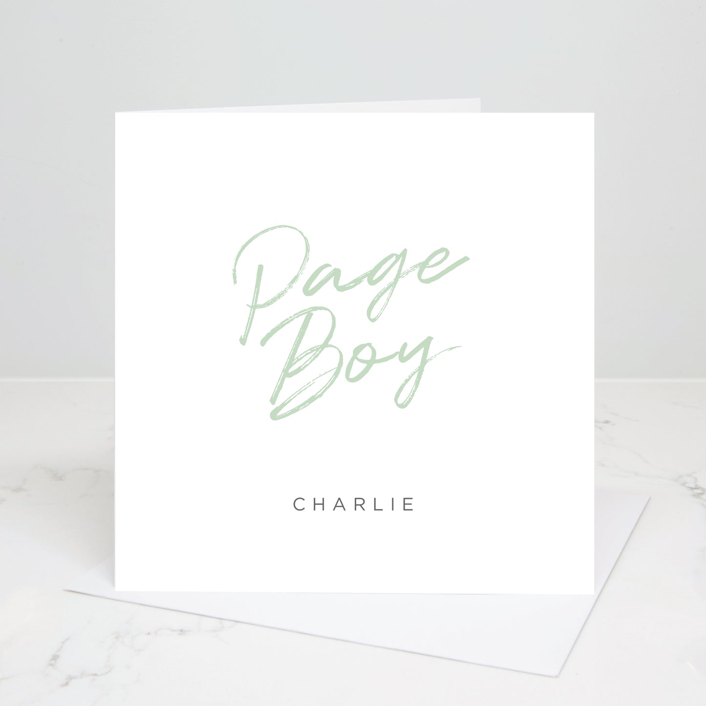 Page Boy Personalised Script Wedding Card